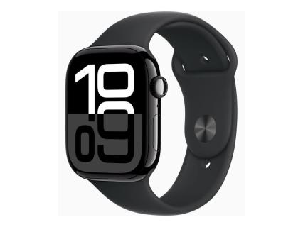 Apple Watch Series 10 46 mm Aluminium (GPS+Cellular) Sportarmband S/M  schwarz, diamantschwarz