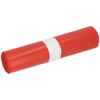 Müllbeutel  35 Liter, 51 µ, LDPE rot, 300 x 250 x 600 mm | 25 Stück/Rolle Recycling Material LDPE, Seitenfaltensack