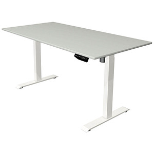 Kerkmann Move 1 höhenverstellbarer Schreibtisch lichtgrau rechteckig T-Fuß-Gestell weiß 160,0 x 80,0 cm