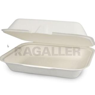*Menü-Box Bagasse ungeteilt, 24 x 20 x 8 cm, weiß | 200 Stück 