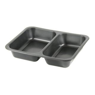 *Menübox PP 2-geteilt schwarz, 227 x 178 x 40 mm, 360 Stück/Karton Inhalt: 600 ml + 500 ml, siegelfähig