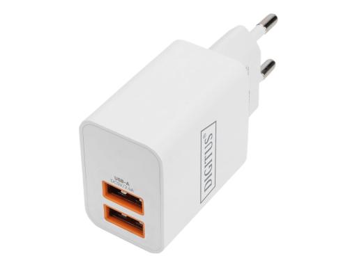 DIGITUS USB-Ladegerät, 2x USB-A, 15,5 Watt, weiß