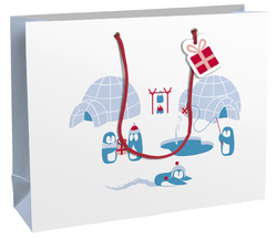Clairefontaine Weihnachts-Geschenktüte "Pinguine", groß