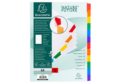 EXACOMPTA Karton-Register, DIN A4, weiß, 12-teilig