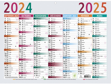 EXACOMPTA Calendrier Multicolore 2024/2025, 430 x 335 mm