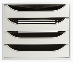 EXACOMPTA Schubladenbox ECOBOX, 4 Schübe, schwarz / grau