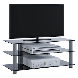 VCM my media TV-Lowboard Zumbo silber, schwarzglas