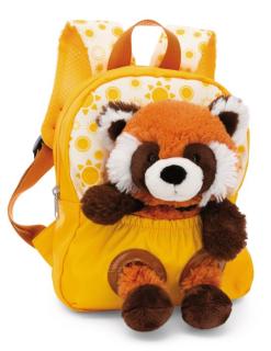 Rucksack gelb mit Plüschtier Roter Panda