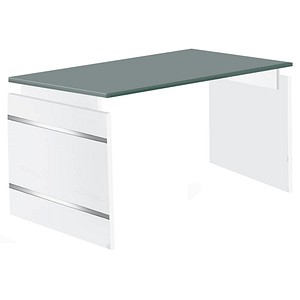 Kerkmann höhenverstellbarer Schreibtisch grafit rechteckig Wangen-Gestell weiß 160,0 x 80,0 cm