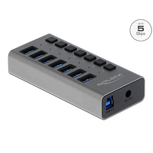 Delock USB-Hub 7-fach grau