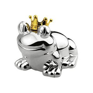 ZILVERSTAD Spardose Froschkönig silber