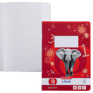herlitz Schulheft x.book Lineatur 10 kariert DIN A5 Außenrand, 32 Blatt