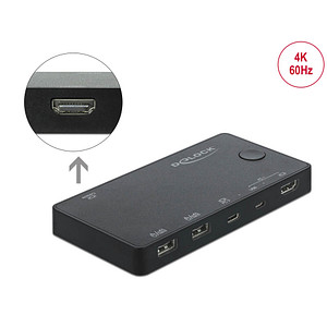 DELOCK HDMI / USB-C KVM Switch 4K 60 Hz mit USB 2.0