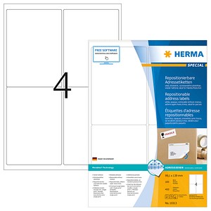 HERMA Adressetiketten A4 weiß 99,1x139  mm opak 400 St.