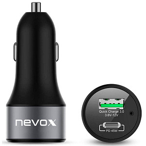 nevox USB PD TYPE C + QC3.0 Kfz-Ladeadapter schwarz, 63