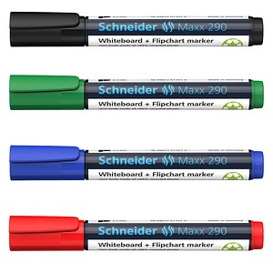 4 Schneider Maxx 290 Whiteboard- und Flipchart-Marker farbsortiert 2,0 - 5,0 mm