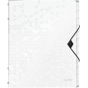 LEITZ Ordnungsmappe WOW, DIN A4, PP, 12 Fächer,weiß-metallic laminierte Oberflä