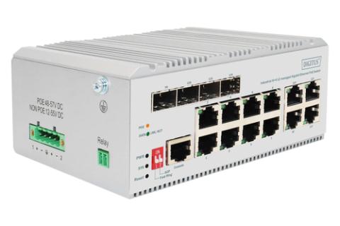 DIGITUS Switch 8 Port Gigabit PoE, L2 managed, 4 SFP Uplink