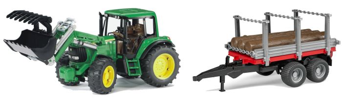 J.D. 6920 Traktor Frontl.+Holztransp.anh