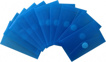 Visitenkartentaschen / Sammeltaschen / Sichttaschen, quer, aus PP,  mit Klappe und Klettverschluss, Farbe: transparent blau - 10 Stück
