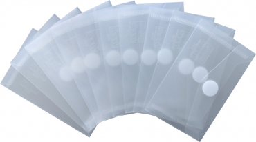 Visitenkartentaschen / Sammeltaschen / Sichttaschen, quer, aus PP,  mit Klappe und Klettverschluss, Farbe: transparent natur - 10 Stück
