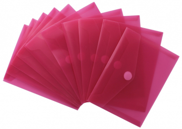 Dokumententaschen Sammelmappen Sichttaschen A6 quer transparent rot- Dokumentenmappe mit Klappe und Klettverschluss - 10 Stück