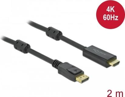 DeLOCK DisplayPort/HDMI Kabel 4K 60 Hz 2,0 m schwarz