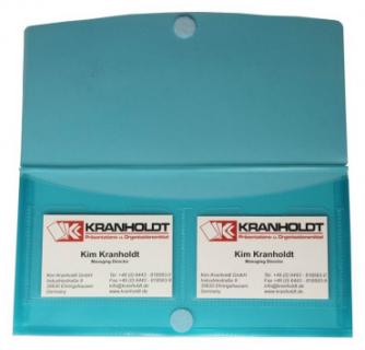Dokumententaschen Sammelmappen Sichttaschen DIN Lang quer transparent türkis- Dokumentenmappe mit 2 Visitenkartentaschen, Klappe und Klettverschluss - 10 Stück