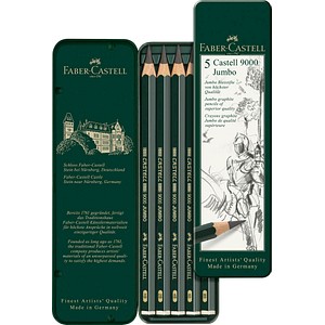 FABER-CASTELL 9000 Jumbo Bleistifte HB - 8B grün 5 St.