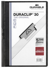 DURABLE Klemmhefter DURACLIP ORIGINAL 30, DIN A4, schwarz transparenter Vorderd