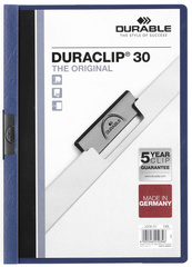 DURABLE Klemmhefter DURACLIP ORIGINAL 30, DIN A4, blau transparenter Vorderdeck