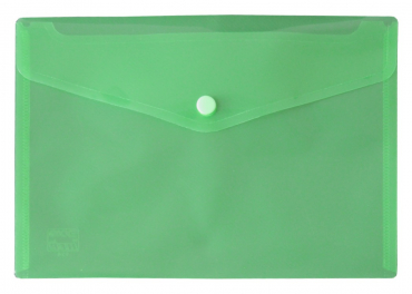 Dokumententaschen Sammelmappen Sichttaschen A5 quer transparent grün- Dokumentenmappe mit Klappe und Druckknopf- 10 Stück