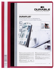 DURABLE Schnellhefter DURAPLUS, DIN A4, rot, überbreit transparenter Vorderdeck