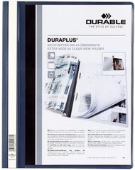 DURABLE Schnellhefter DURAPLUS, DIN A4, dunkelblau transparenter Vorderdeckel m