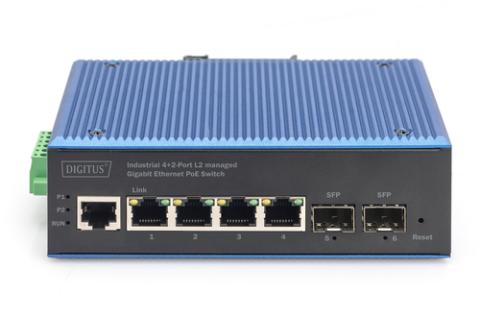 DIGITUS Switch 4+2-Port L2 managed Gigabit Ethernet PoE