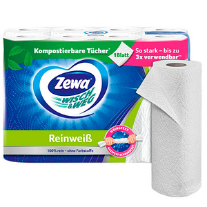 Zewa Küchenrollen WISCH&WEG Reinweiss 2-lagig, 8 Rollen