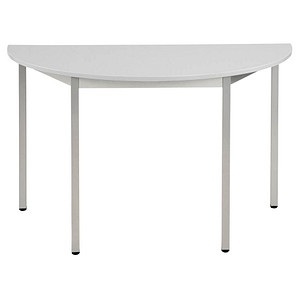 SODEMATUB Mehrzwecktisch lichtgrau, alu halbrund, Vierkantrohr alu, 120,0 x 60,0 x 74,0 cm