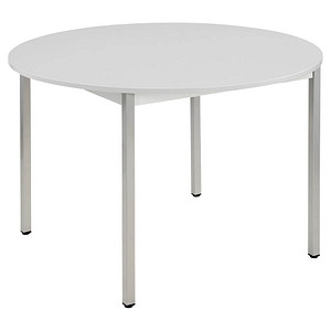 SODEMATUB Mehrzwecktisch lichtgrau, alu rund, Vierkantrohr grau, 110,0 x 110,0 x 74,0 cm