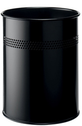 Metall Papierkorb rund, 14,7 Liter hoch schwarz, mit perforiertem