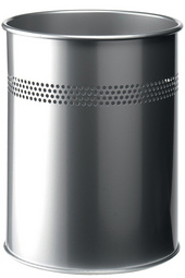Metall Papierkorb rund, 14,7 Liter hoch silber, mit perforiertem