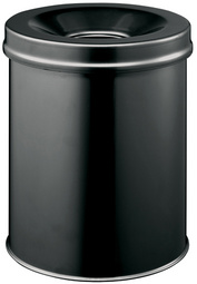 DURABLE Papierkorb SAFE, rund, 30 Liter, schwarz aus Stahl, kratzfeste Epoxidha