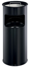 DURABLE Papierkorb METALL, mit Ascher, rund, schwarz mit herausnehmbarem Einsat