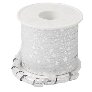 PRÄSENT Geschenkband Glitter Star mattglänzend silber 10,0 mm x 100,0 m