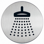 DURABLE Piktogramm "Dusche", Durchmesser: 83 mm, silber selbstklebend, aus Edel