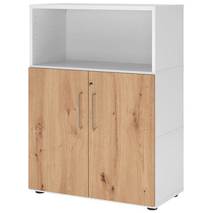 HAMMERBACHER Regalschrank FlexWall, VFW38T2KG/W/R/BS weiß, asteiche 2 Fachböden 80,0 x 40,0 x 109,8 cm