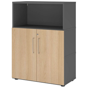 HAMMERBACHER Regalschrank FlexWall, VFW38T2KG/G/E/BS grafit, eiche 2 Fachböden 80,0 x 40,0 x 109,8 cm