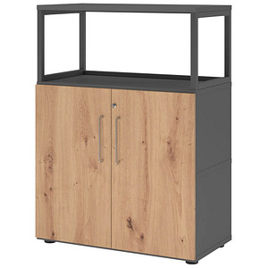 HAMMERBACHER Regalschrank FlexWall, VFW38T2RG/G/R/BS grafit, asteiche 2 Fachböden 80,0 x 40,0 x 109,8 cm