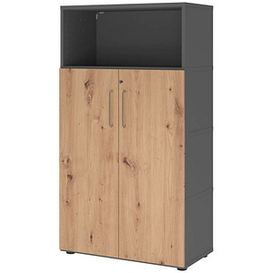 HAMMERBACHER Regalschrank FlexWall, VFW48T3KG/G/R/BS grafit, asteiche 3 Fachböden 80,0 x 40,0 x 145,0 cm