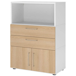 HAMMERBACHER Regalschrank FlexWall, VFW38K1KG/W/E/BS weiß, eiche 2 Fachböden 80,0 x 40,0 x 109,8 cm