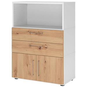 HAMMERBACHER Regalschrank FlexWall, VFW38K1KG/W/R/BS weiß, asteiche 2 Fachböden 80,0 x 40,0 x 109,8 cm